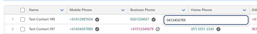 Editing Home Phone Number