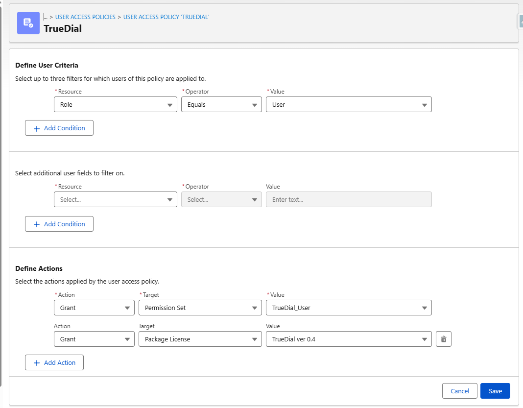 Create User Access Policies